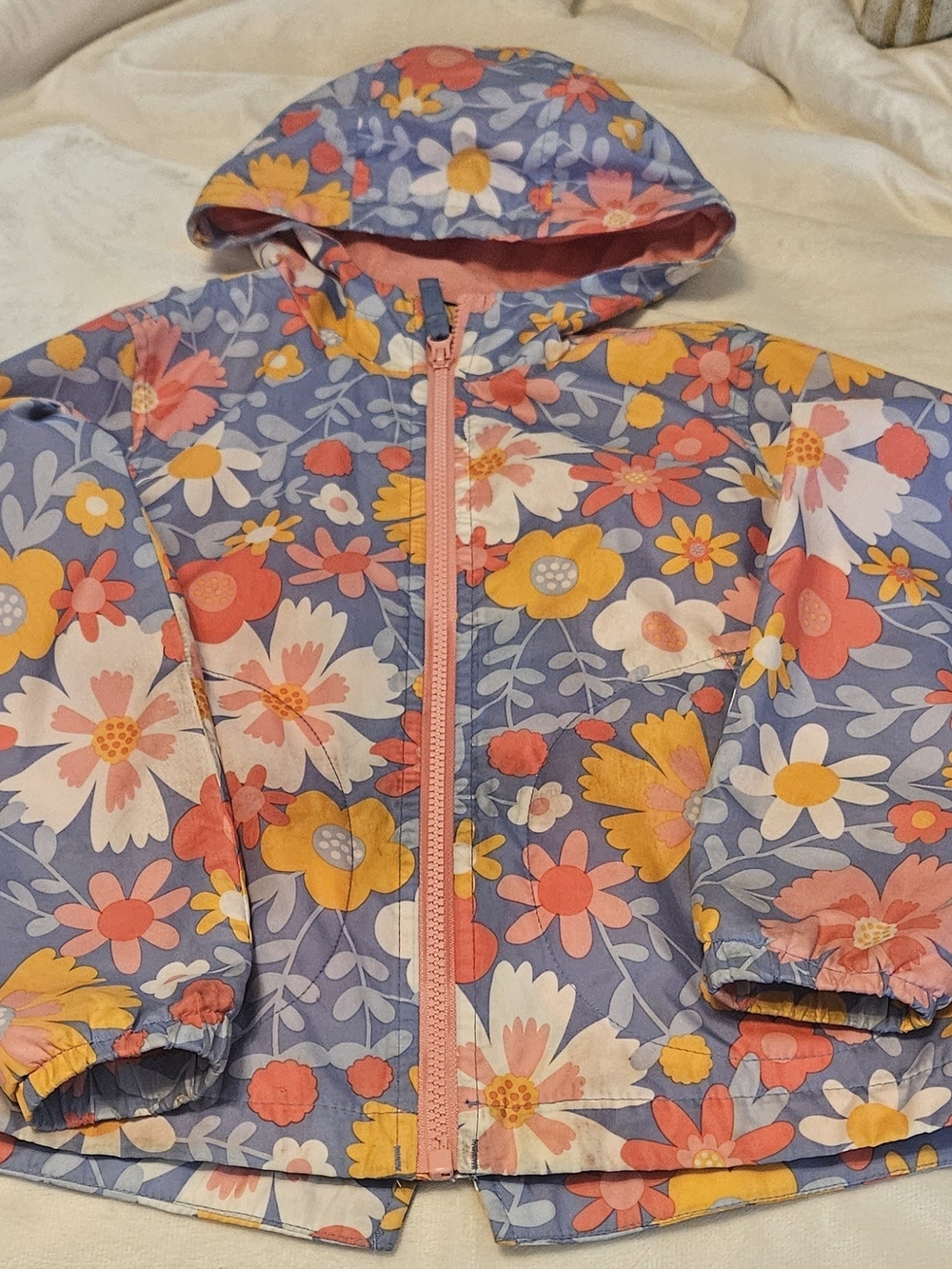 Cat & Jack Floral Hooded Rain Jacket - Purple/Pink/Yellow